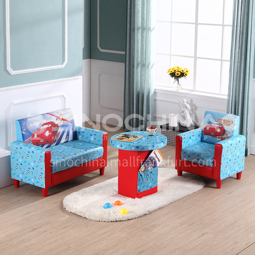 BF-Car-Children's sofa, wooden frame structure, plywood, 20 density sponge and PVC fabric, adjustable conical plastic feet